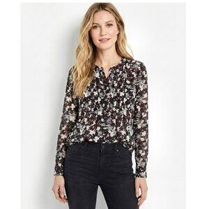 Veronica Beard Goldie Floral Pintuck Blouse 100% Silk, Womens Size 8